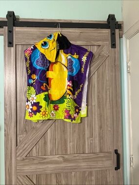 Hooded Swim Coverup in Purple & Yellow